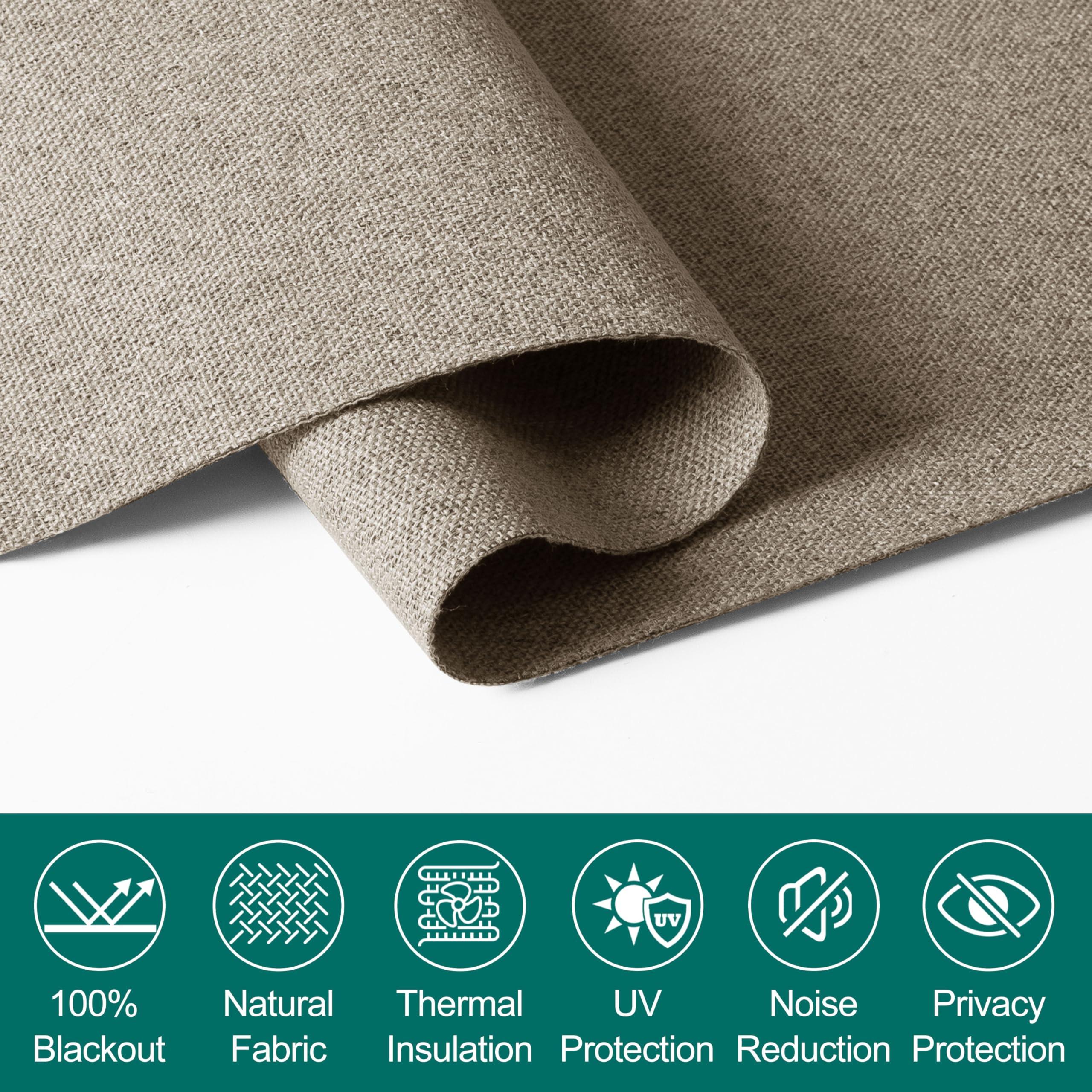 BERISSA BERISSA Blackout Roman Shades for Windows,Linen Roman Blinds,Room Darkening Thermal Insulated Pull Down Window Shades for Home Living Room Bedroom,Sand Brown,34" W x 66" H