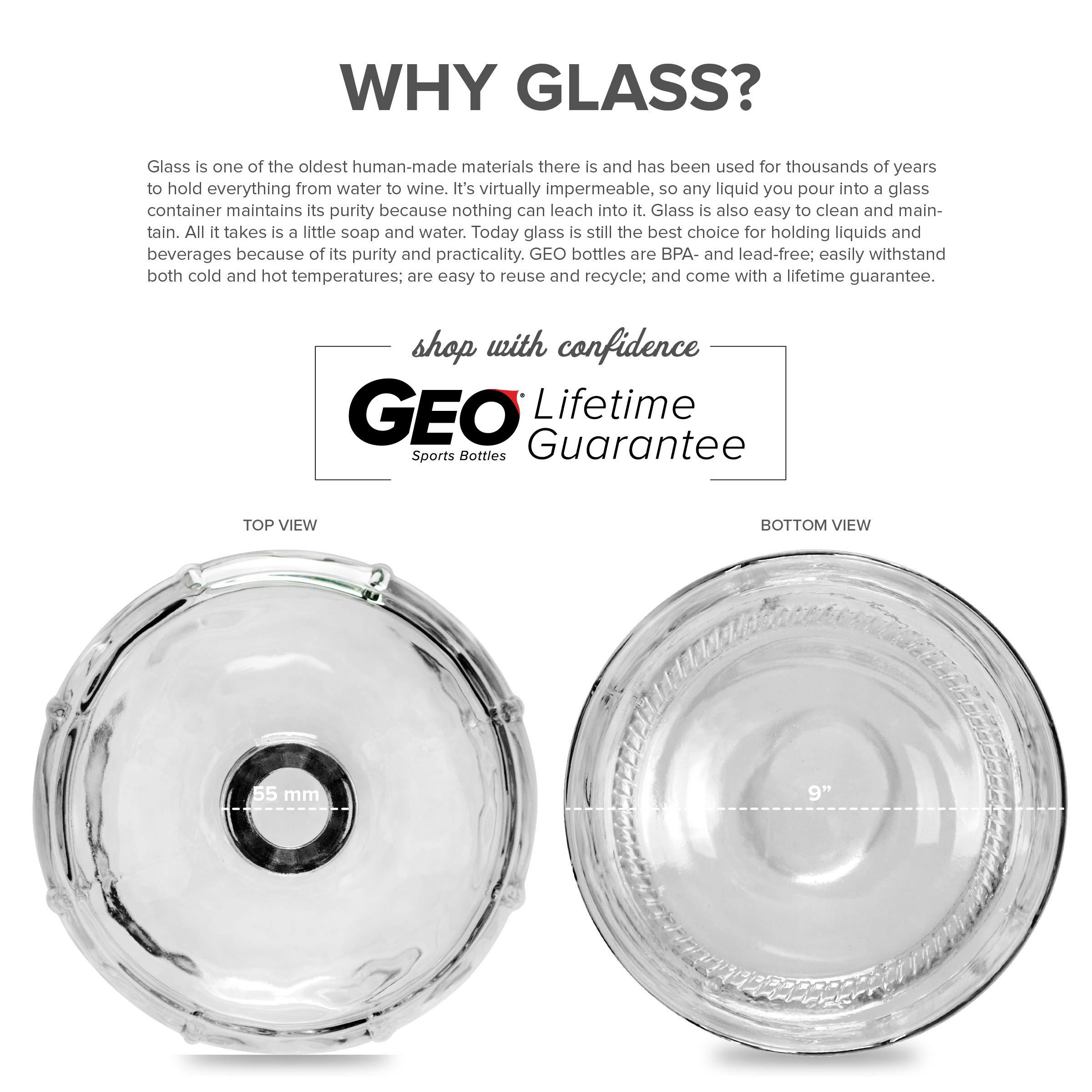 Geo Sports Bottles Geo Sports Bottles 3 Gallon Round Glass Carboy Fits 30mm Cork Finish or 55mm Push Cap Home Brew (Clear Glass) (BT3GG)