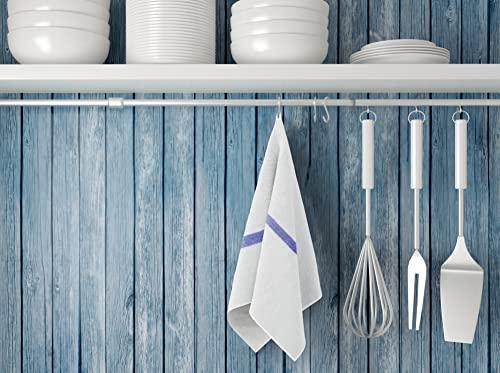 GOLD TEXTILES GOLD TEXTILES 120 PC New Cotton Blend White Restaurant Bar Mops Kitchen Towels 28oz (10 Dozen) (120, Blue Stripe)