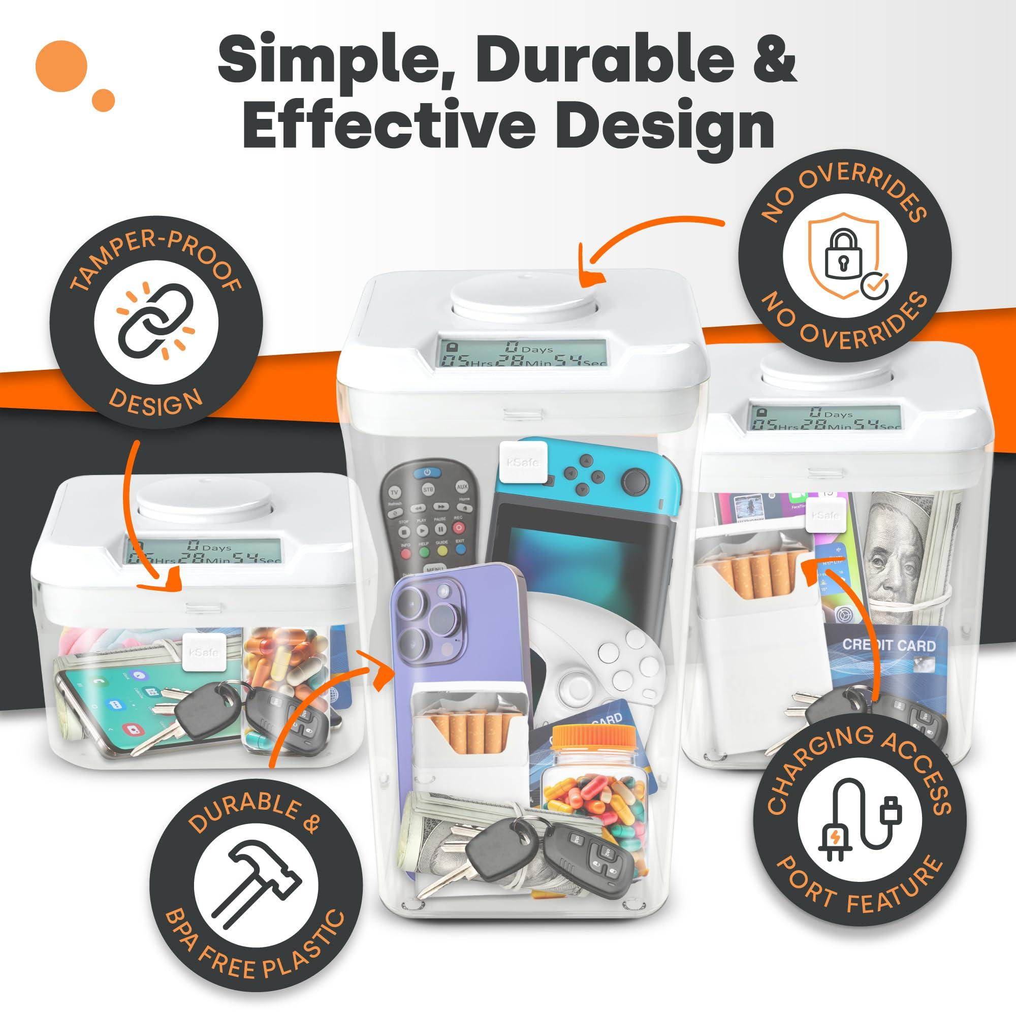 Kitchen Safe Kitchen Safe Time Locking Container (XL), Timed Lock Box for Cell Phones, Snacks, and other unwanted temptations (Blue Lid + 12.3 Clear Base with Access Port)