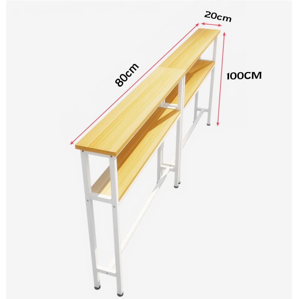 ALSODI ALSODI Double Layer Narrow Edge Console Table, Porch Entrance Console, Sofa Rear Shelf, Bedside Rear Console,B,80 * 20 * 100cm