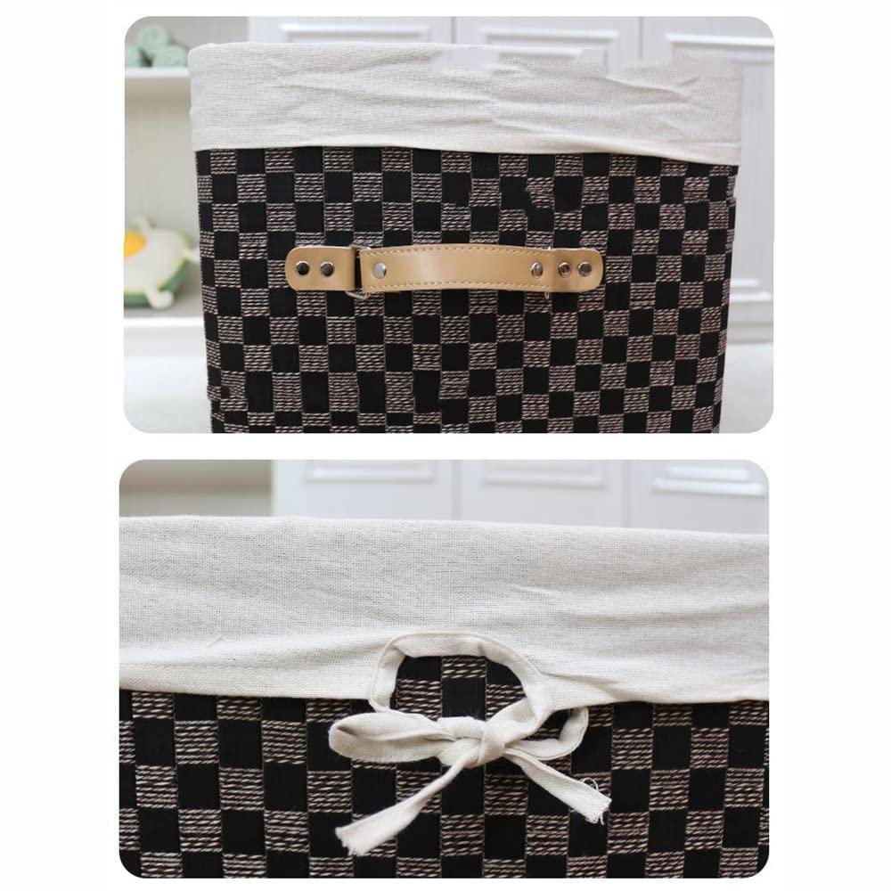 TAISK TAISK Large Capacity Bamboo Laundry Basket, Foldable Laundry Hamper Bin with Lid and Removable Cotton, Laundry Crate, Natural (13.8in*13.8in*19.7in)