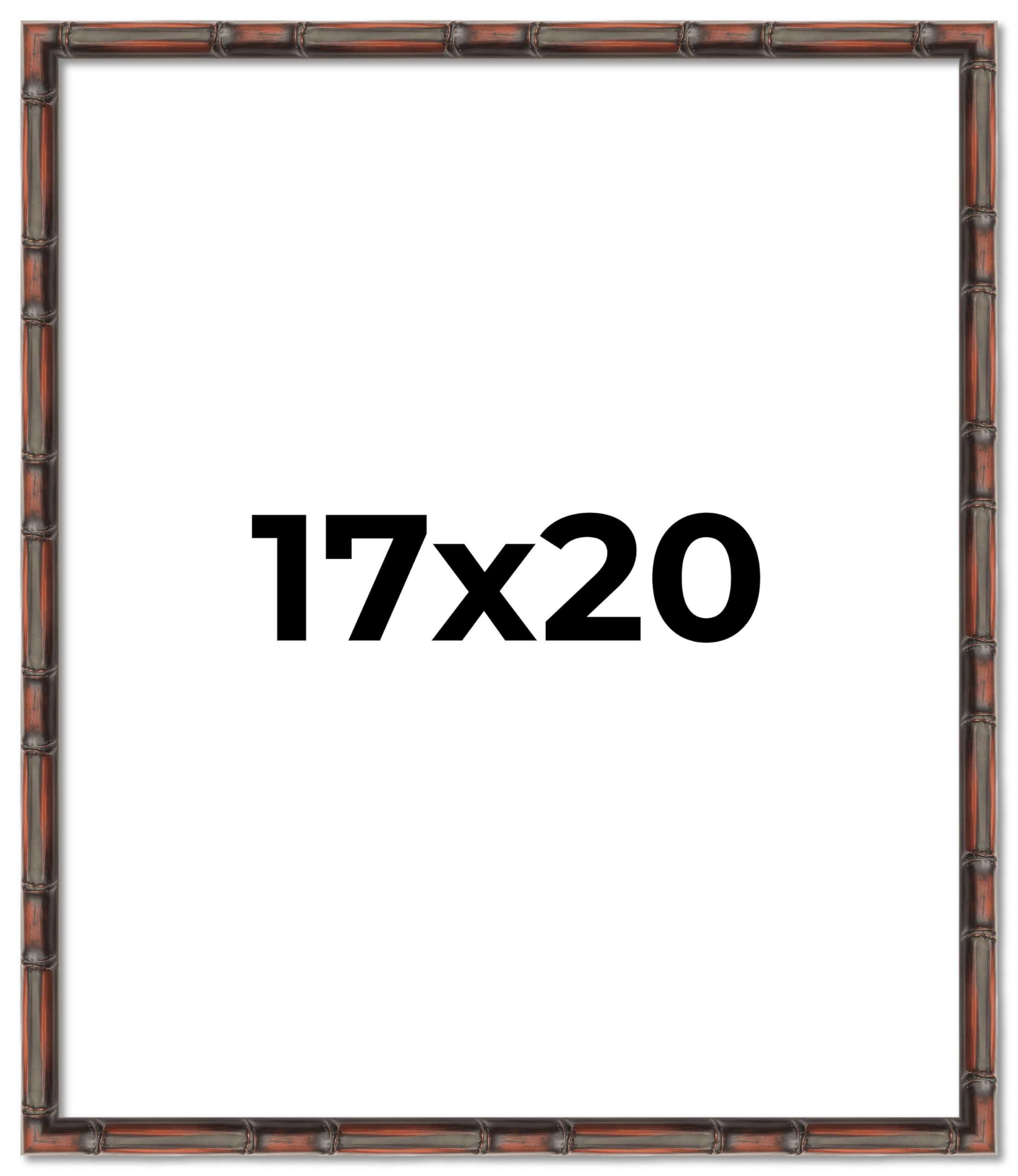 CustomPictureFrames.com 17x20 Frame Brown Bamboo with Dark Coffee/Walnut Finish | Solid Wood Picture Frame Width 0.75 Inches | Interior Depth 0.5 Inches | Complete with UV Acrylic, Foam Board Backing & Hanging Hardware