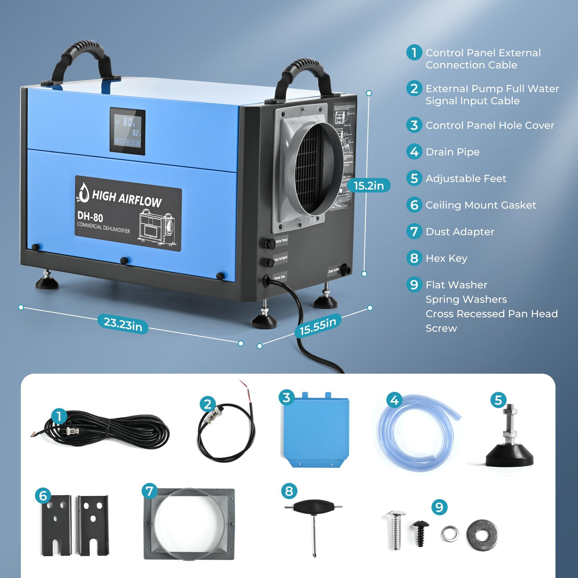 EUHOMY EUHOMY 160 Pint Crawl Space Dehumidifier with Drain Hose, Dehumidifier for Home and Basement, Dehumidify Up to 7000 Sq.Ft Commercial Dehumidifiers, Timer on/off, Automatic Dehumidification