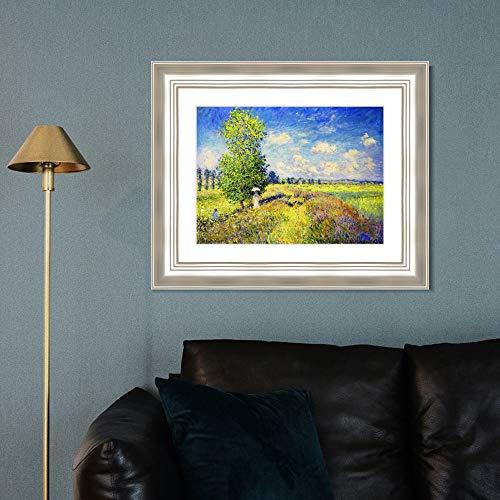 INVIN ART INVIN ART Framed Canvas Art Giclee Print The Summer, Poppy Field, 1875 by Claude Monet Wall Art Living Room Home Office Decorations(Classic Silver Frame with Mat,20"x24")