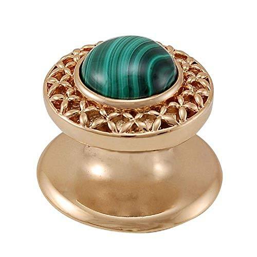 Vicenza Designs Vicenza Designs K1150 Gioiello Round Stone Insert Style 4 Knob, Malachite, Small, Polished Gold