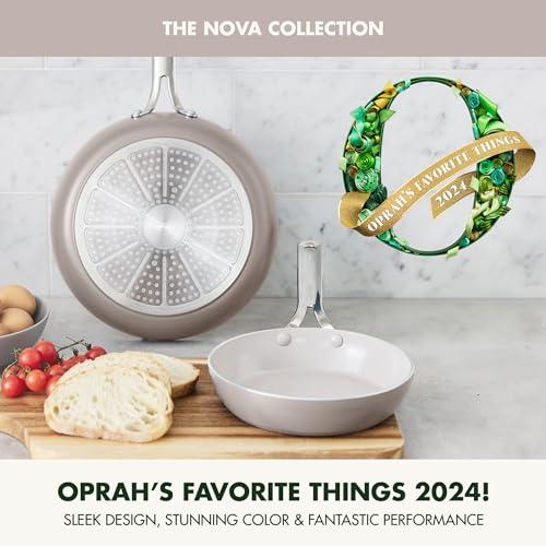 GreenPan GreenPan Nova 8in and 10in 2 Piece Frying Pan Skillet Set, Healthy Ceramic Nonstick, PFAS-Free, Induction Suitable, Dishwasher and Oven Safe, Clay