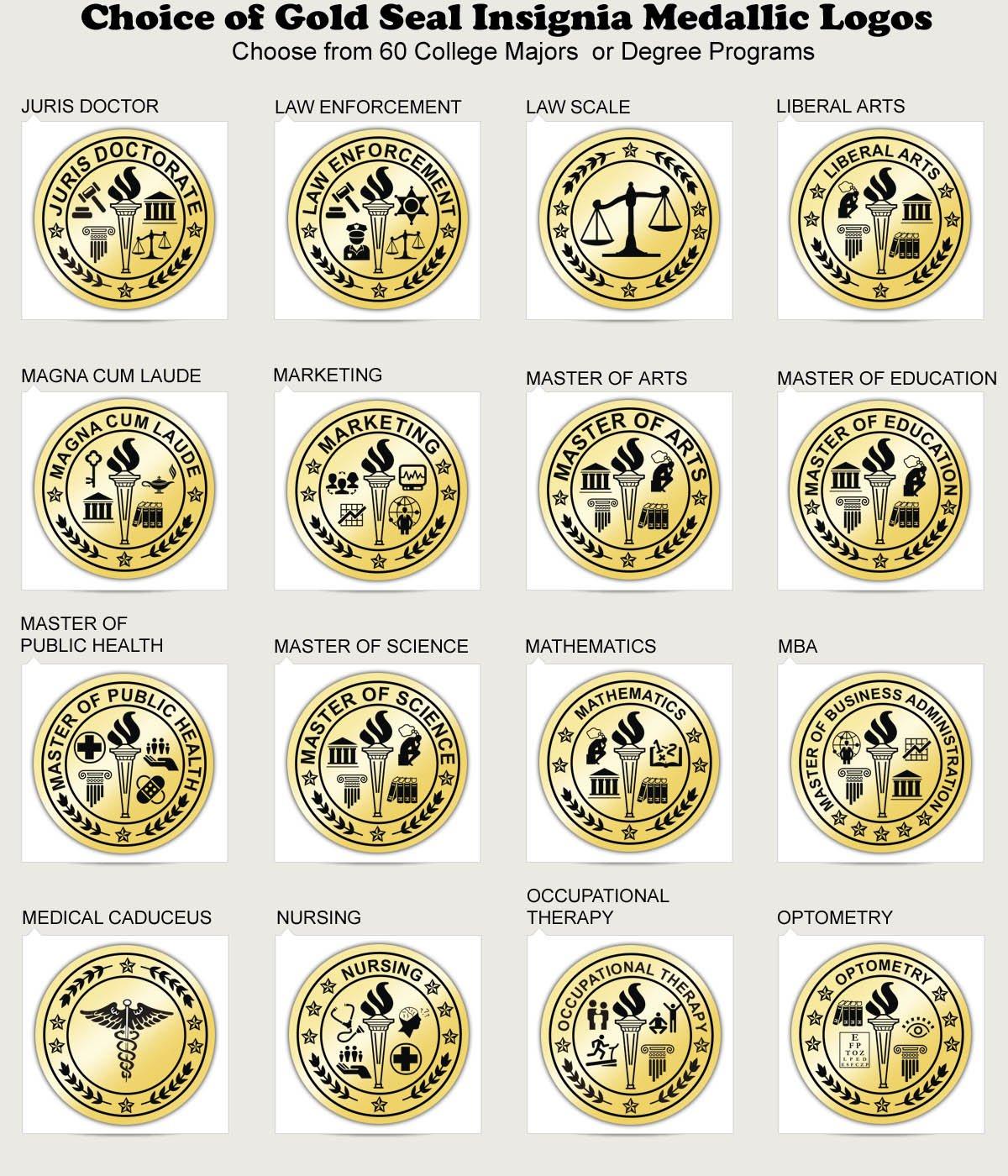 AllGiftFrames AllGiftFrames Double Two Certificate Frame Gold Seal Insignia Logo Dual Diploma College University Certificate Document Wood Glossy Majestic Black with Gold Accents Black Matted