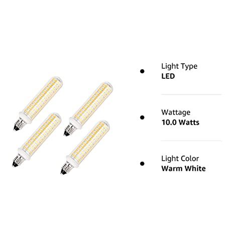 QHD QHD E11 Led Bulbs,100W 120W Halogen Bulb Equivalent,Dimmable,10W,1100LM,JD T4 e11 Mini Candelabra Base,AC110V/130V,E11 Led Warm White 3000k(4 Packs)