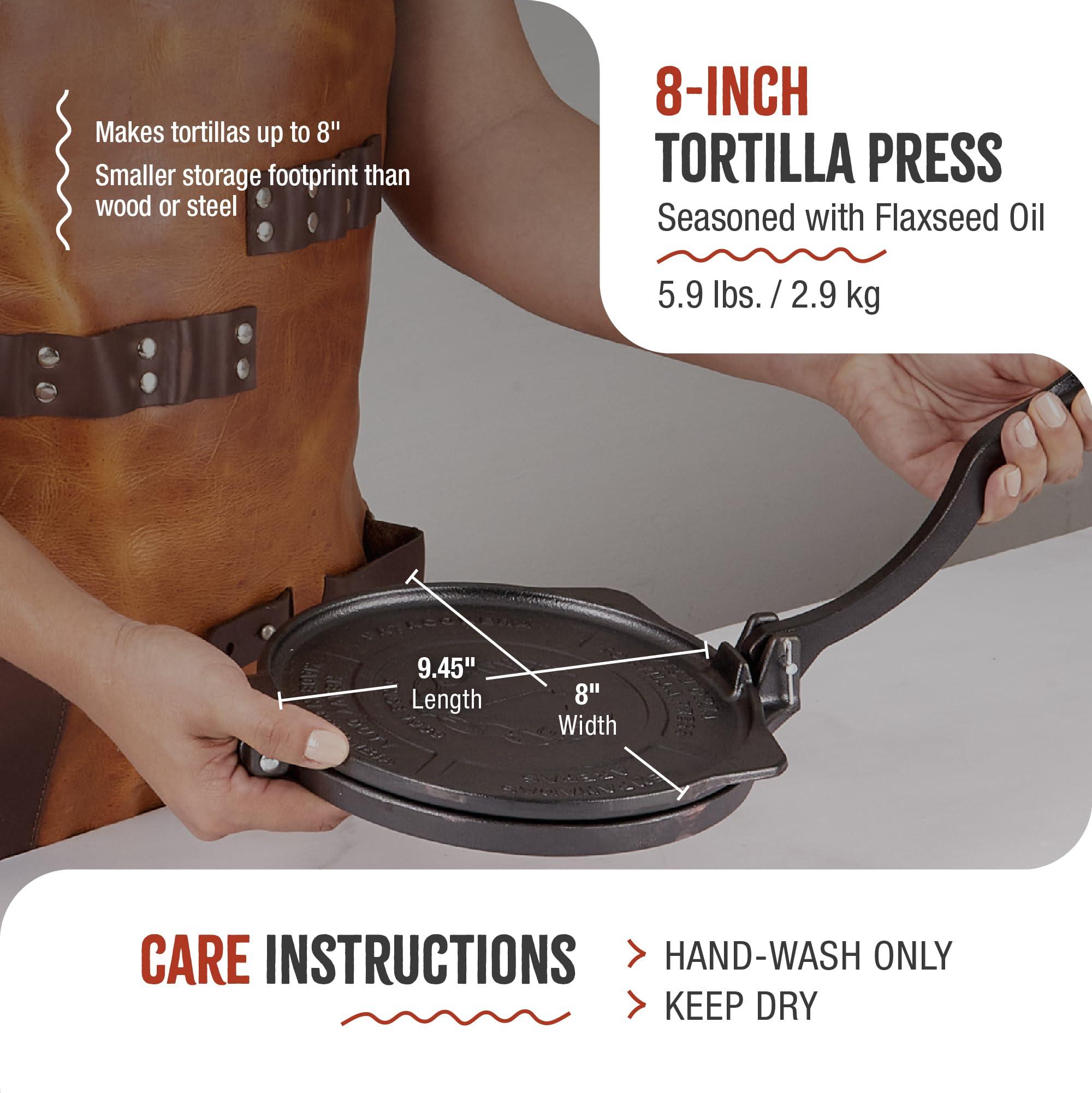 Victoria Victoria 8-Inch Commercial-Grade Cast-Iron Tortilla Press, Made from Super-Durable HD Iron, Made in Colombia