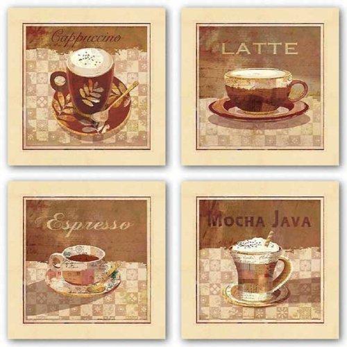 Image Conscious Image Conscious Mocha Java, Cappuccino, Latte, and Espresso Set by Linda Maron 10"x10" Art Print Poster
