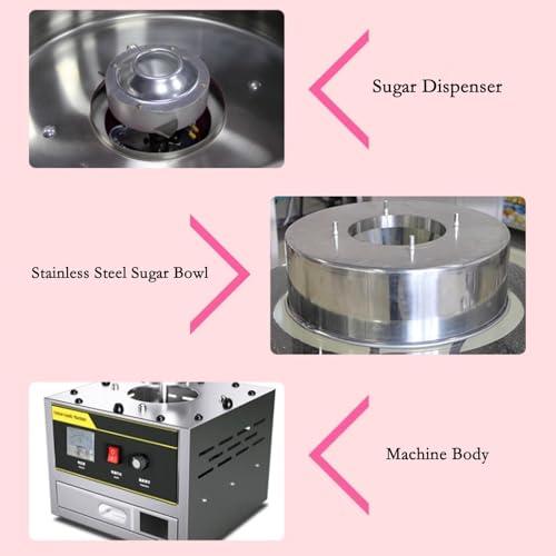 WAOCEO WAOCEO Cotton Candy Machine Commercial Cotton Candy Machine Cotton Sugar Floss Making Machine Stainless Steel Electric DIY Candy Cotton Maker Electric Cotton Candy Machine