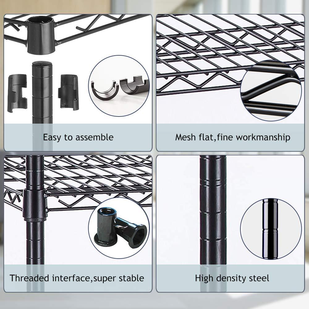 NiamVelo Heavy Duty 6 Tier Wire Shelving Unit Adjustable Storage Rack on Wheels 6000 Lbs Weight Capacity Metal Shelves Space Saving Wire Shelf Multifunctional Garage Shelving for Commercial Storage, Black