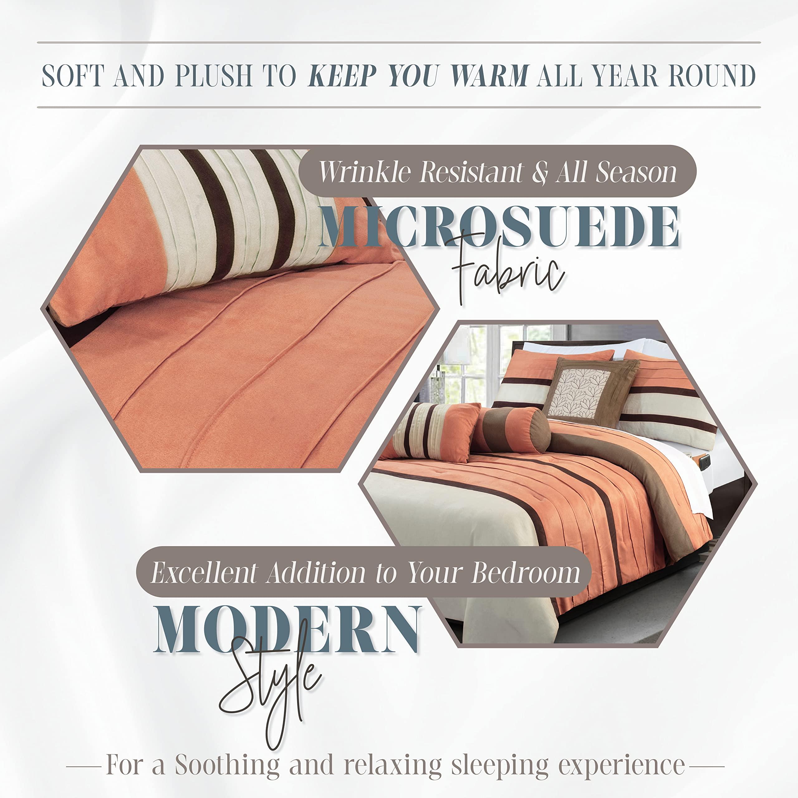 Elegant Comfort Elegant Comfort 12-Piece Bed-in-a-Bag, Cirena Microsuede Comforter Collection with 6-Piece Sheet Set, Smart Pockets and Decorative Pillows, All Season Bedding, 12PC Cirena, King, Dusty Rose