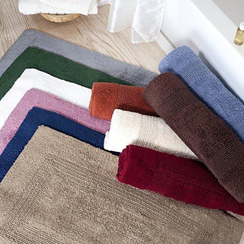 Lavish Home Cotton Bath Mat- Plush 100 Percent Cotton 24x60 Long Bathroom Runner- Reversible, Soft, Absorbent, and Machine Washable Rug by Lavish Home (Silver)