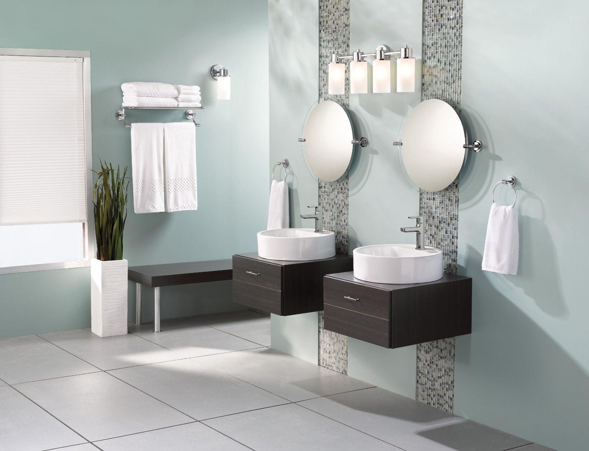 Moen Moen DN0794CH Iso 24-Inch Wide Bathroom Hotel-Style -Towel Shelf with -Towel Bar, Chrome