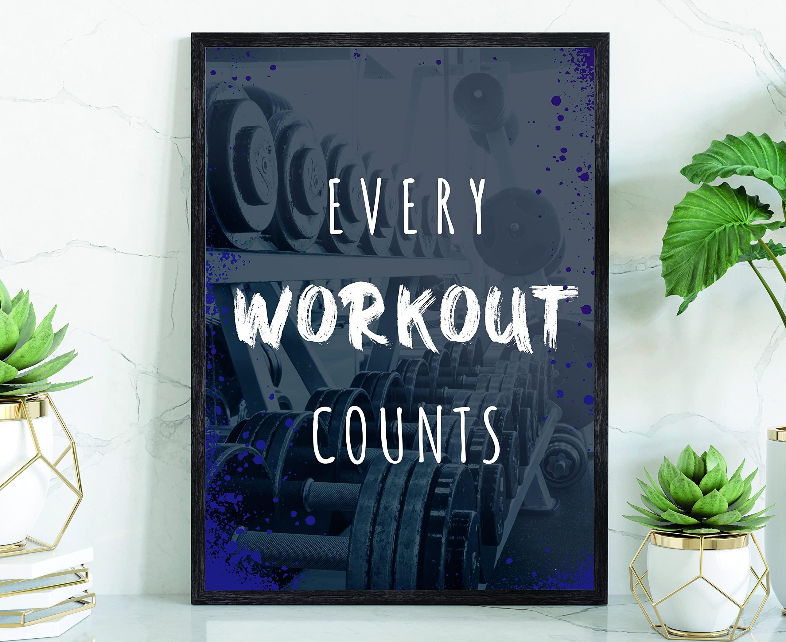 HomeLoft Basics Every Workout Counts Gym Wall Art, Gym Poster, Gym Prints, Gym Decor, Home Gym, Home Gym Decor, Home Gym Poster, Inspired Poster, Fitness Decor, Motivation Art - 18x24