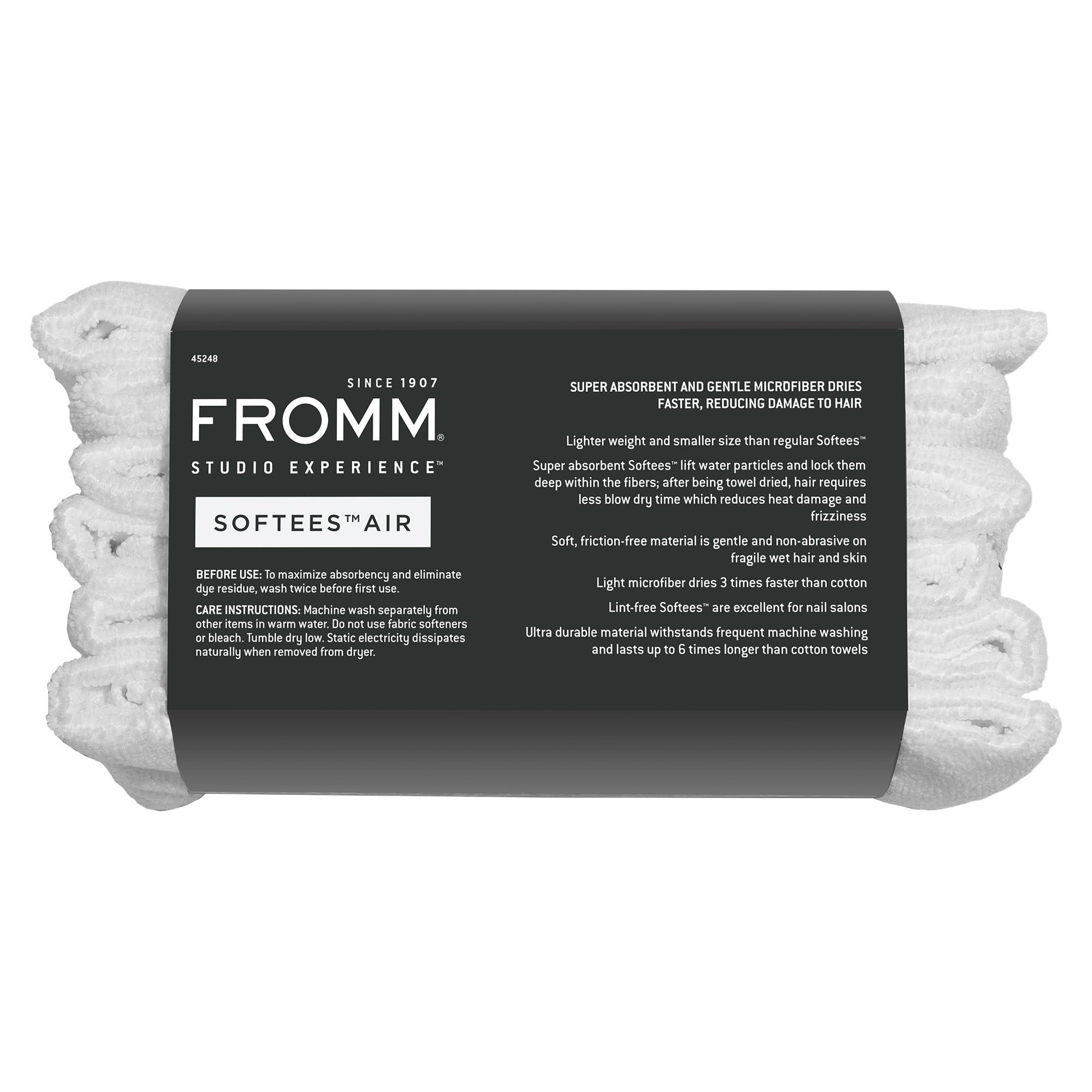 Fromm Fromm Softees Air Lightweight Microfiber Towels for Hair Salon, Barber, Spa, Gym, Hair Wrap for Drying Curly, Long, Wavy Hair, White, 15.5 x 25.5 Inches, 6 Pack