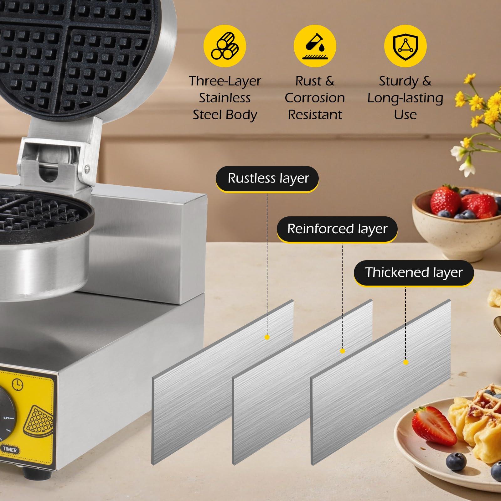 Dyna-Living Dyna-Living Commercial Waffle Maker Double Waffle Maker, 2400W Non-Stick Commercial Waffle Maker Stainless Steel Waffle Iron Machine for Restaurants, Large Waffle Maker, Commercial Waffle Machine