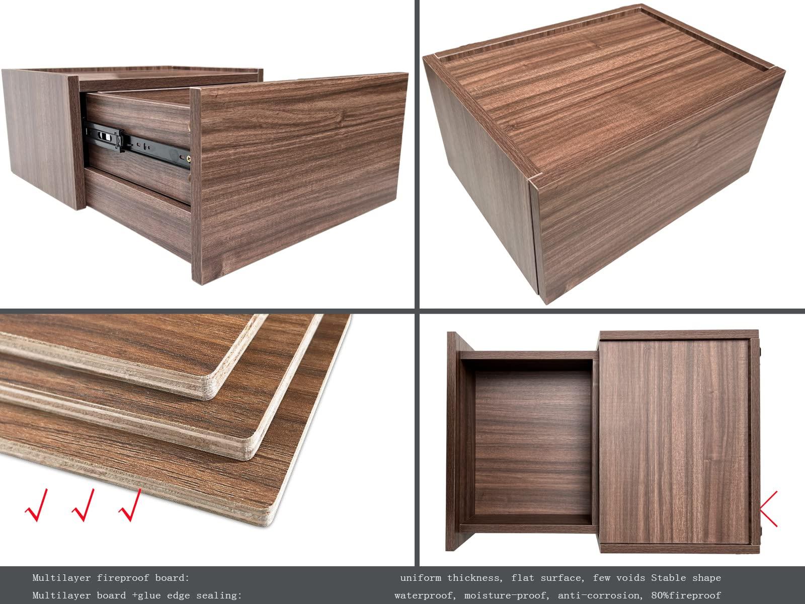 Lizipai Lizipai Floating Nightstand Wall Mounted, Romantic and Stylish Hidden Design Storage,Night Stand with Double Drawer, Hanging Bedside Table (Brown,18 X13X9)