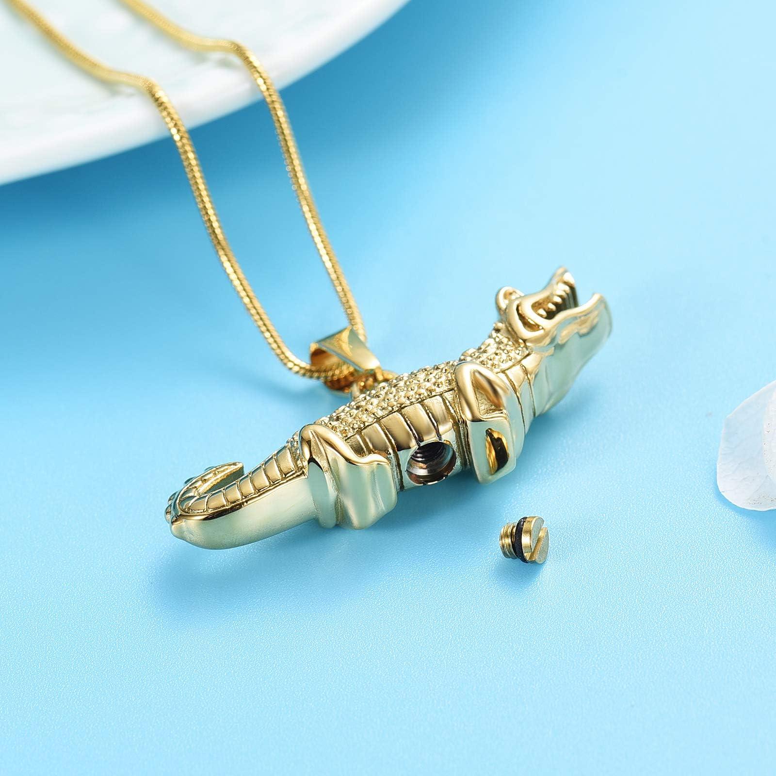 QGJNSGC QGJNSGC Crocodile Cremation Urn Necklaces for Ashes Stainless Steel Urns Necklace Keepsake Longevity wisdom Memorial Cremation Jewelry for Ashes for Men Women Gifts