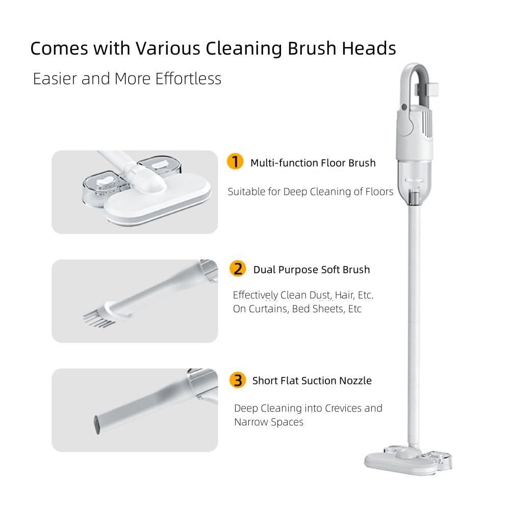 Aoun Aoun Quiet Stick Vacuum Cleaner Lightweight, 12000 pa Powerful Suction Handheld Corded Upright with HEPA Filter, 700W Hi Power Motor for Pet Hair Hardwood Floors, Carpet, White, 17 x 6.5 x 7 inch