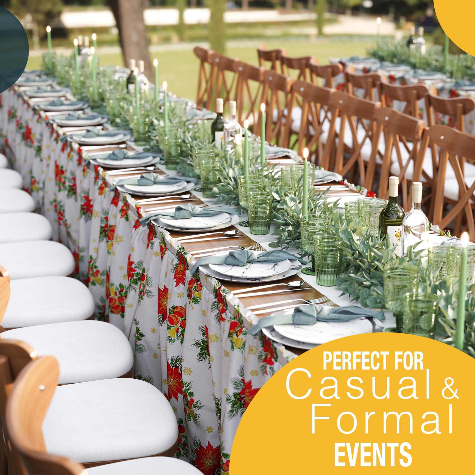 Exquisite Exquisite Holiday Table Skirt 48 Pack 29\" X 14\' Disposable Plastic Table Skirts for Rectangle Tables 6ft + or Round Tables - Ruffle Table Skirt with Adhesive Strip - Gender Reveal Decor & Party