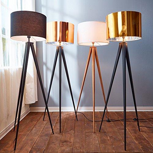 Teamson Home Versanora Romanza Modern LED Tripod Floor Lamp Tall Standing Light with Drum Shade Metal Legs for Living Room Study Reading Bedroom Home Office, 60 inch Height, Matte Black