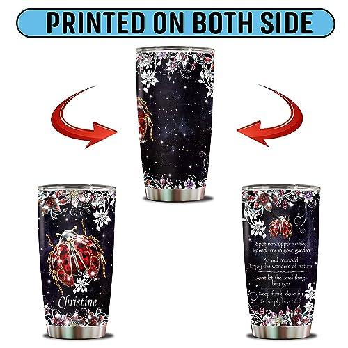 WONWIX WONWIX Personalized Ladybug Gifts for Women 20oz Stainless Steel Insulated Coffee Cup Mug Travel Water Bottle Thermos Tumbler with Lid Gift for Wife Daughter Christmas Birthday Mother\'s Day Valentine