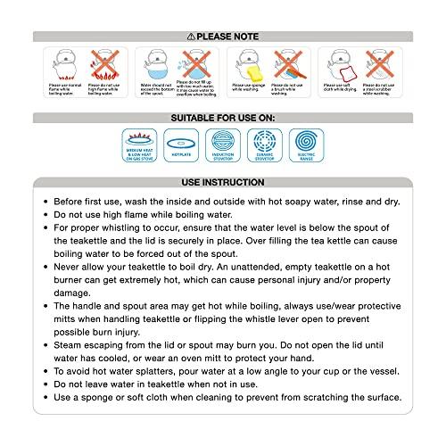 Supreme Housewares Whistling Tea Kettle for Stove Top Enamel on Steel Teakettle, Supreme Housewares Rooster Design Teapot Water Kettle Cute Kitchen Accessories Teteras (1.6 Quart, Rooster)