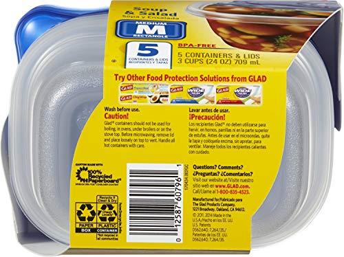 Glad Glad Food Storage Containers, 24 oz, 5 Count