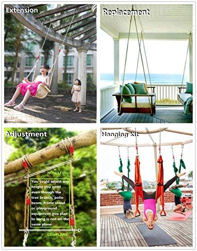 ArtiGifts Tree Swing Ropes Hammock Chair Straps Hanging Kit with 2 Carabiners for Replacement, Adjustment or Extension - 6ft & Holds to 600lbs, Perfect for Children Swing, Outdoor Hammock and Hanging Chair