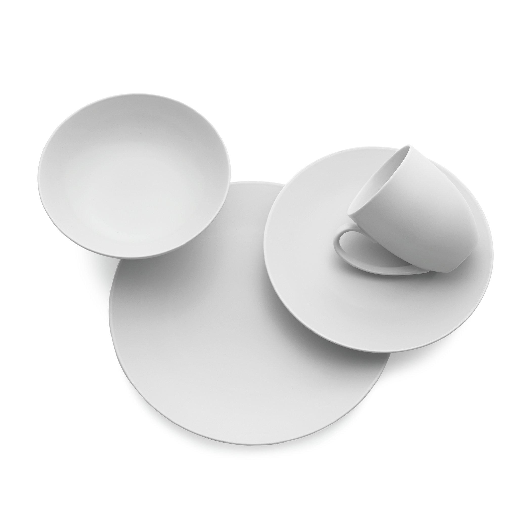 nambe Nambe - POP Collection - Chalk Colored Place Setting - 4 Piece Set Includes Dinner Plate, Salad Plate, Soup Bowl, and Mug - Designed by Robin Levien