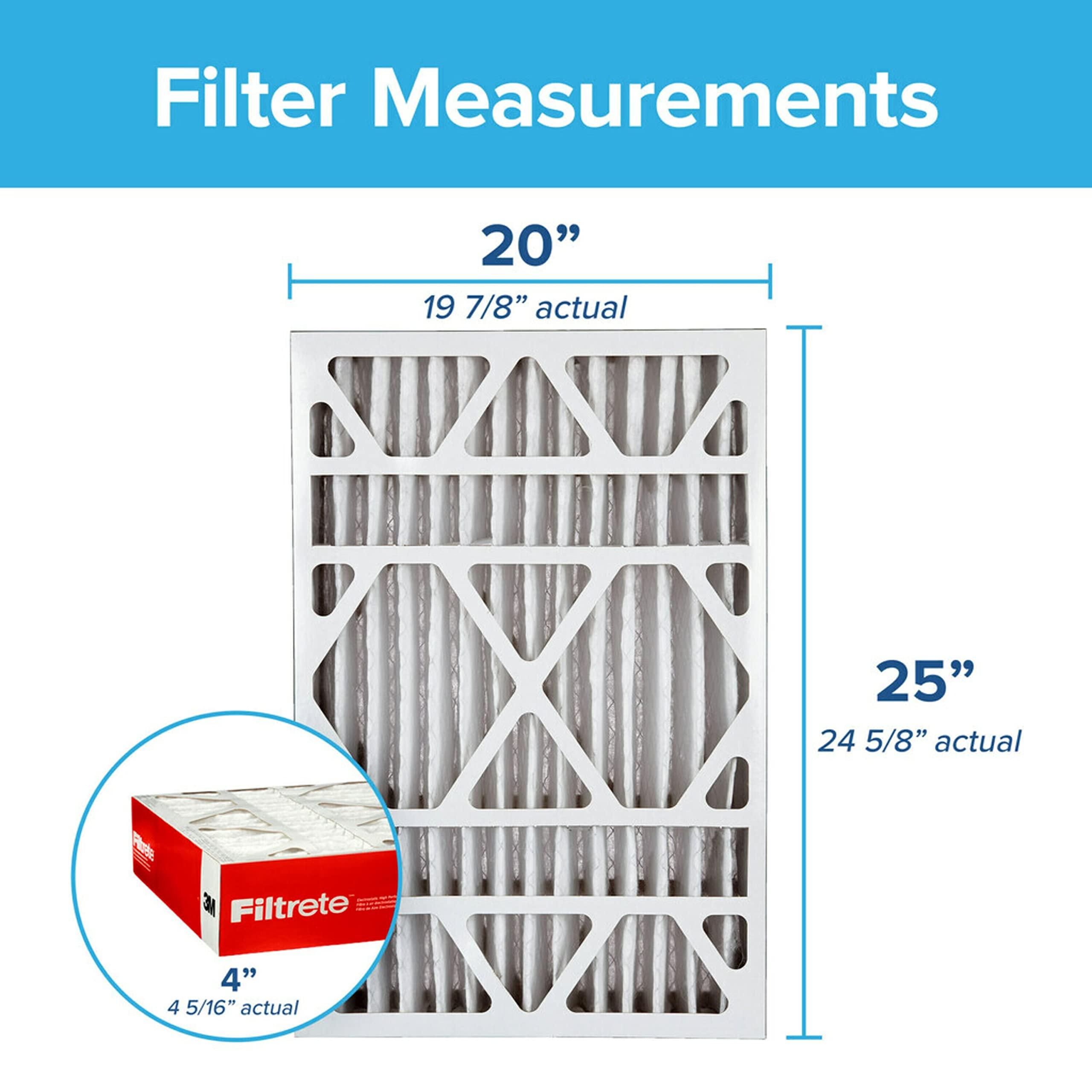Filtrete Filtrete NADP03-2PK-2 08189005996 MPR 1000 20 x 25 x 4 (4-3/8 Actual Depth) Micro Allergen Defense Deep Pleat HVAC Air Filter, Uncompromised Airflow, 2-Pack, 20x25x4, No Color, 2 Count