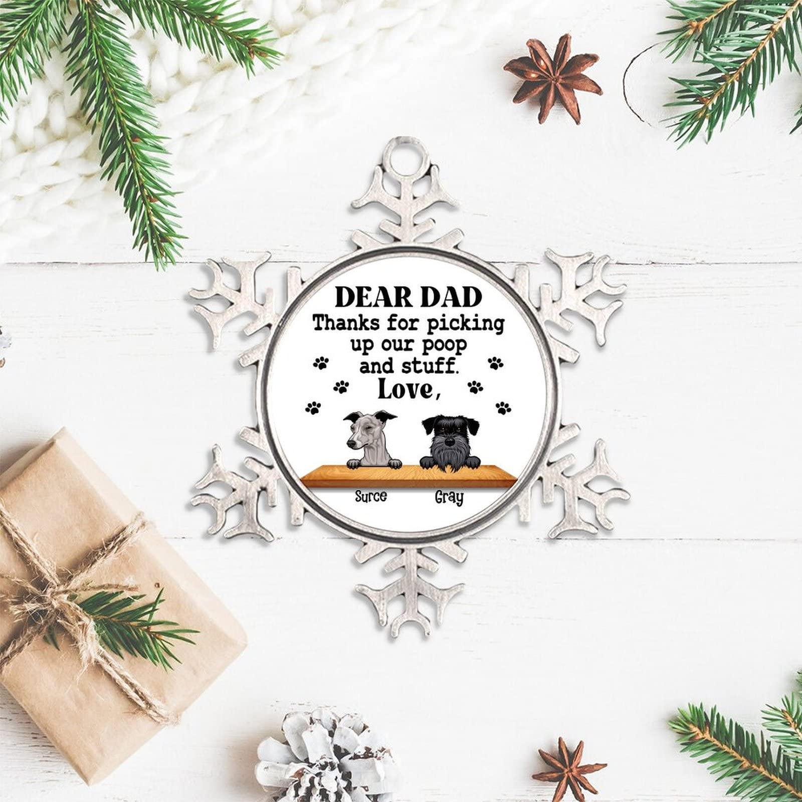 Autravelco Personalized Best Dog Photo and Name Frame Silver Christmas Ornament Pet Owner Gift Snowflake Ornaments Christmas Tree Decorations Funny Pet Lover Gift Personalized Pendant for Kids Children