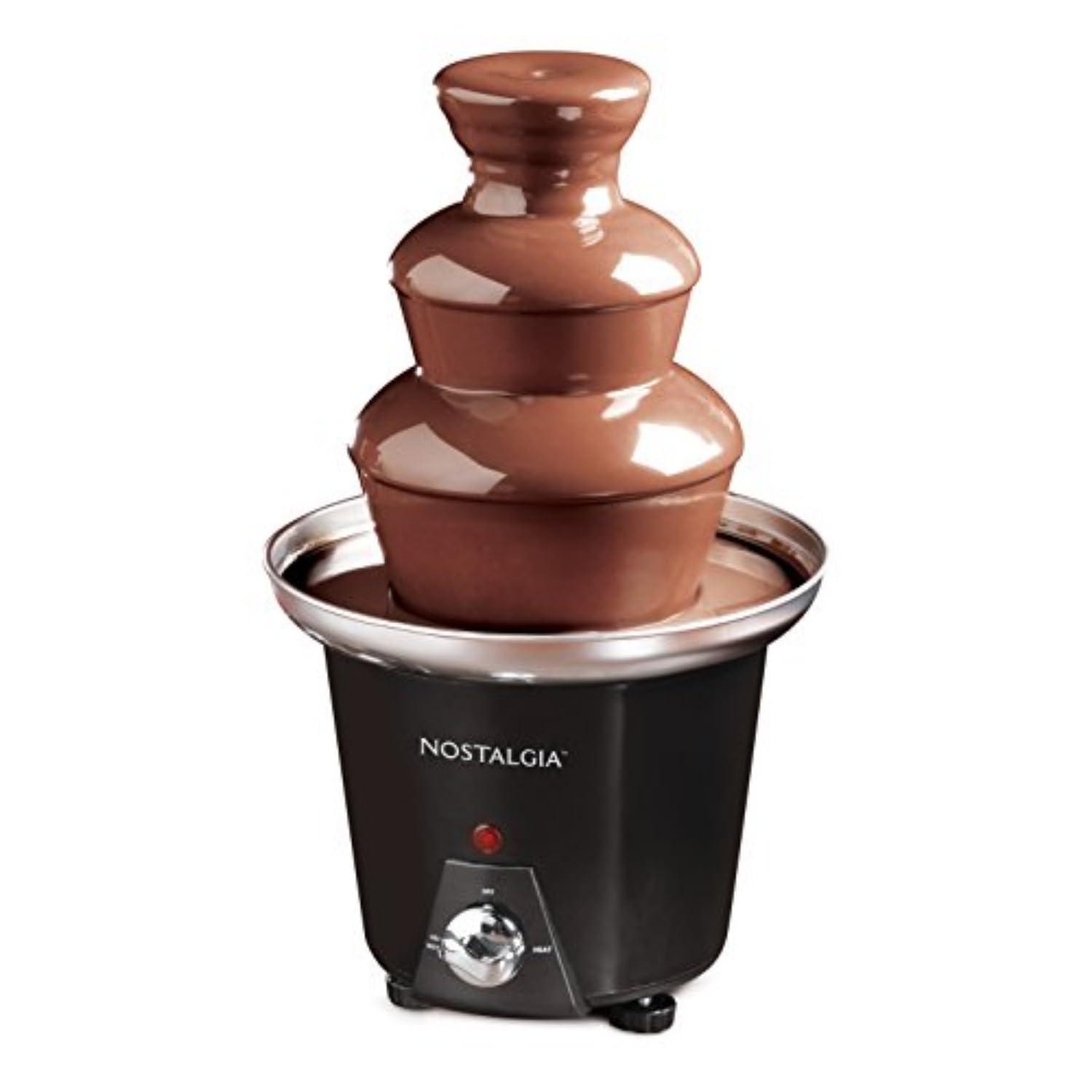 Nostalgia Nostalgia 3 Tier Electric Chocolate Fondue Fountain Machine for Parties - Melts Cheese, Queso, Candy, and Liqueur - Dip Strawberries, Apple Wedges, Vegetables, and More - 24-Ounce - Black, Small