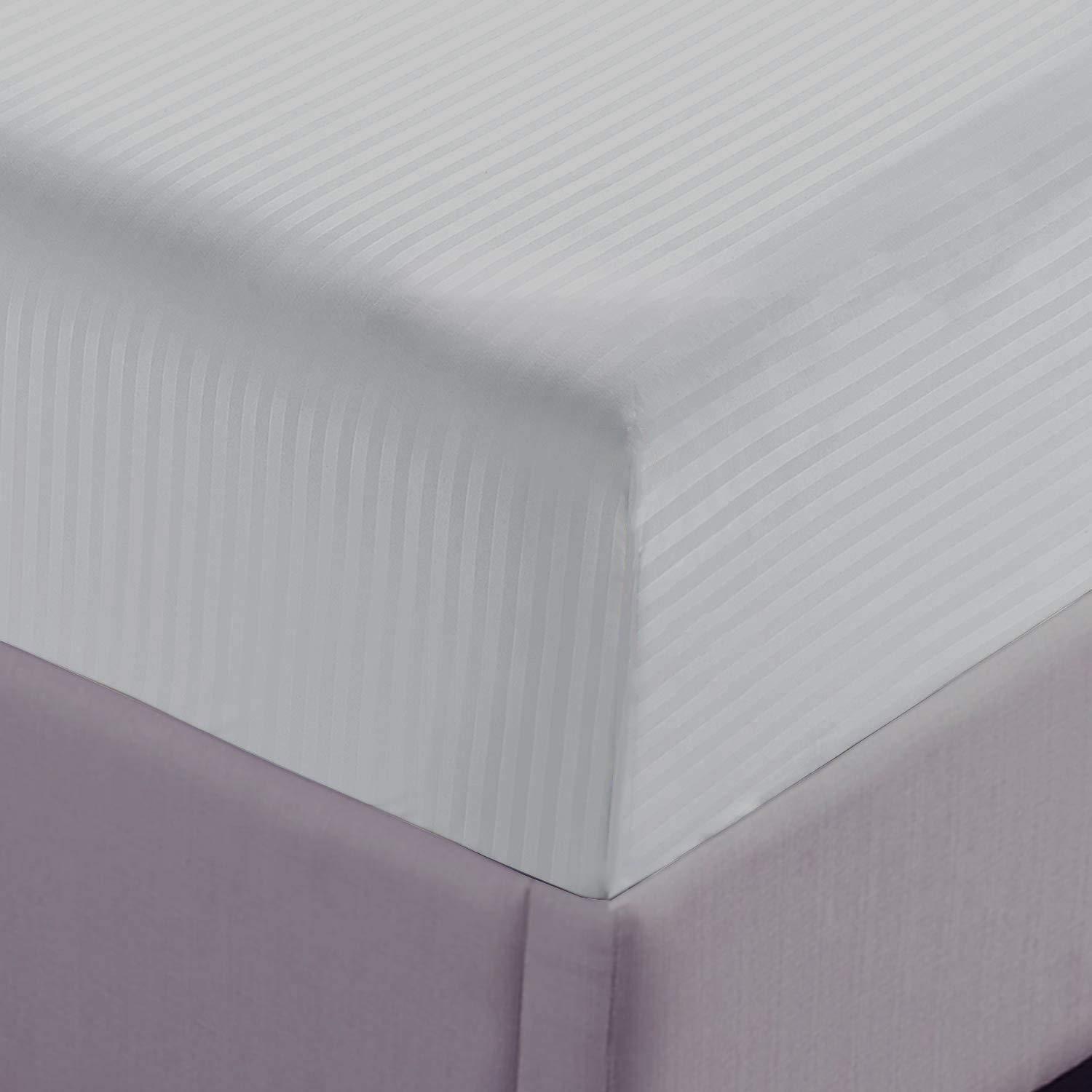 Bedding Kraft Bedding Kraft Bed Sheet Set - Light Grey Stripe Full Size 6 PC\'s Sheet Set - 1500 TC Cotton Sheets - Rich 100% Egyptian Cotton - Fits Mattress Upto 21 Inch Deep Pocket - Extra Deep Pocket Set