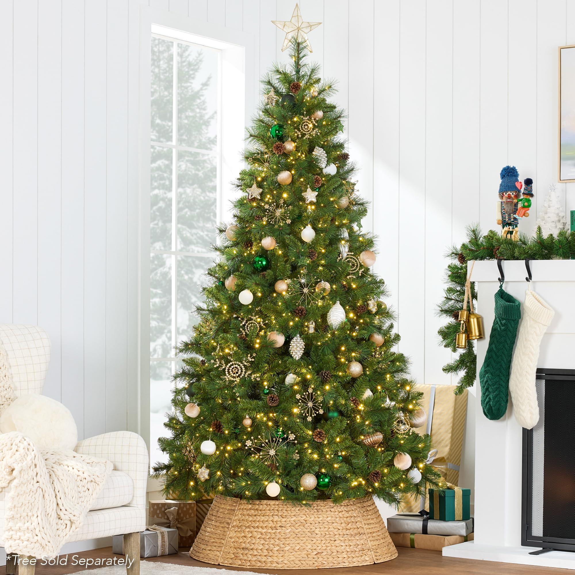 Best Choice Products Best Choice Products 24in Christmas Tree Collar, Woven Hyacinth 3-Piece Holiday Rattan Tree Skirt Accessory for Home w/Cord Cut-Out - Natural