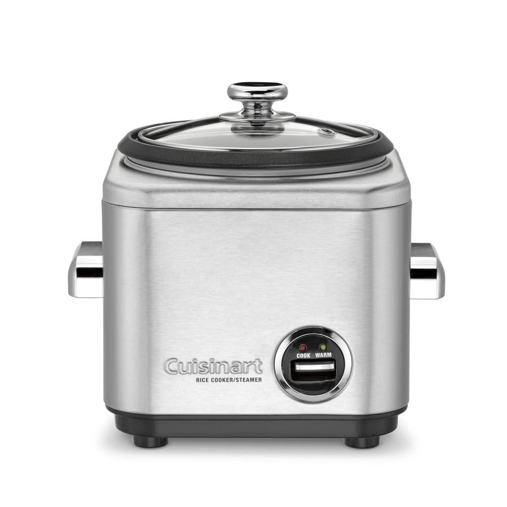 Cuisinart Cuisinart CRC-400 4 Cup Rice Cooker, Stainless Steel Exterior & Food Processor, Mini-Prep 3 Cup, 24 oz, Brushed Chrome and Nickel, DLC-2ABC