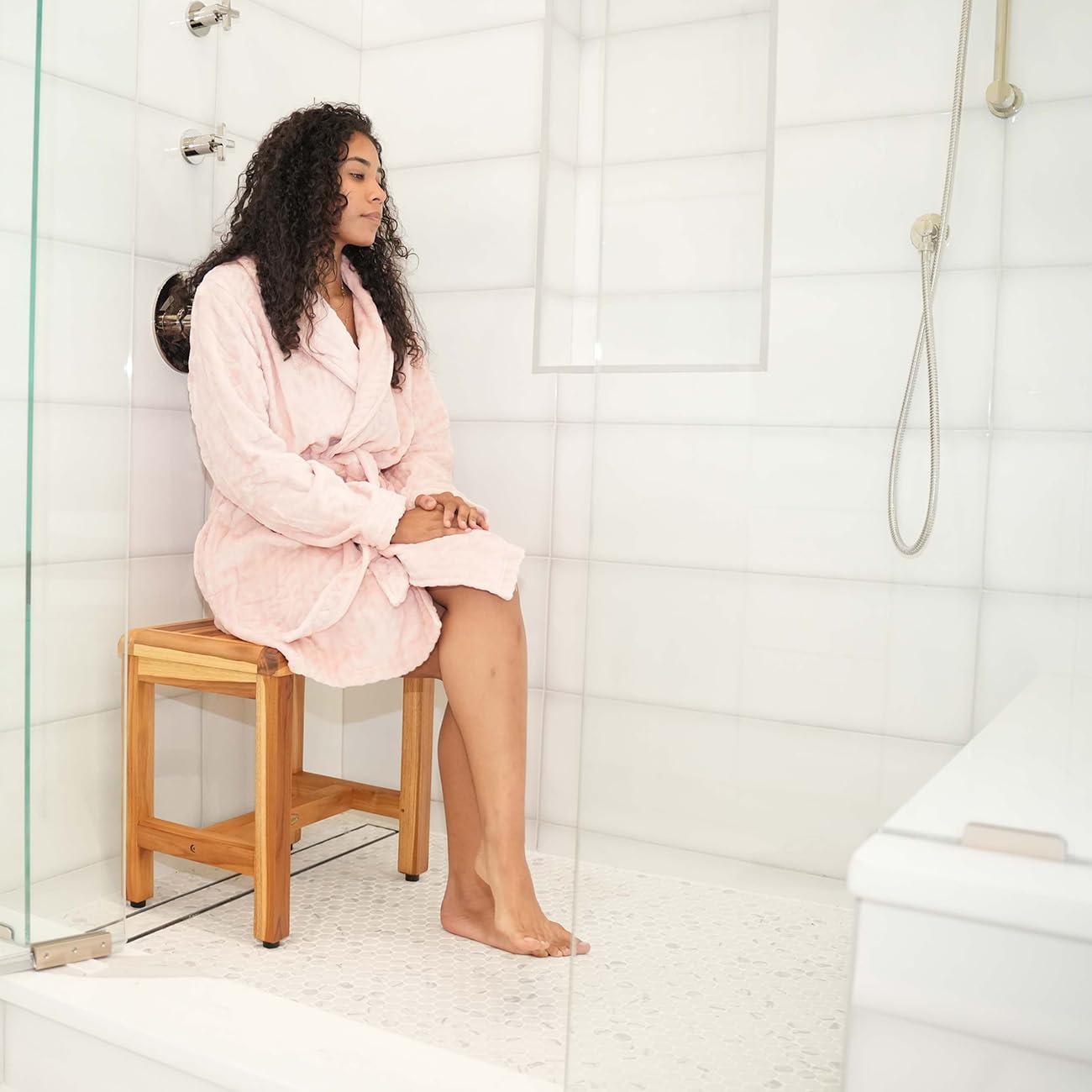 EcoDecors EcoDecors 18 inch, Teak Shower Bench, Teak Shower Seat, Teak Bench for Shower, Teak Stool, Teak Shower Chair, Teak Shower Bench for Inside Shower, Teakwood Shower Bench