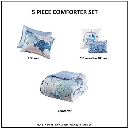 Urban Habitat Kids Urban Habitat Kids Comforter Vibrant Fun and Playful Unicorn Print Down Alternative All Season Children Bedding-Set, Girls Bedroom Décor, Full/Queen, Cloud Blue with 2 dec pillows