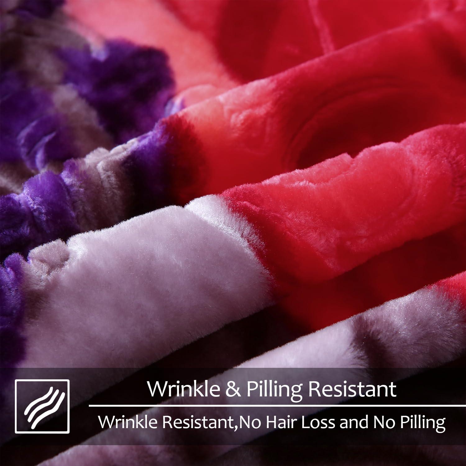 JYK JYK Soft Blanket Korean Mink Blanket, 5.7 LB Fleece Blanket King 83\'\' x 91\'\' - 2 Ply Reversible 520GSM Super Soft Plush, Thick, Warm Bed Blanket for Autumn Winter - Rose/Camellia