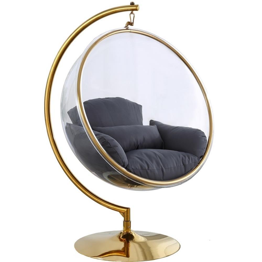 Pemberly Row Pemberly Row Gray Fabric Acrylic and Metal Swing Bubble Accent Chair