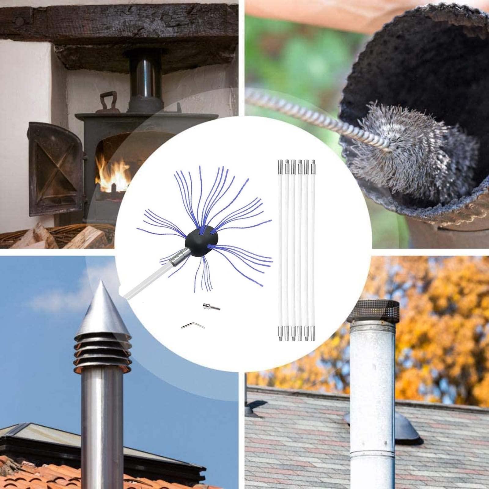 LANGFENG chimney sweep kit Professional Chimney Pipe Sweep Cleaning Sweeping Tool Kits Chimney Cleaning Kit, Drill Powered Rotary Chimney Brush DIY Set With Nylon Flexible Rods ( Color : Blue , Size : 6 m )