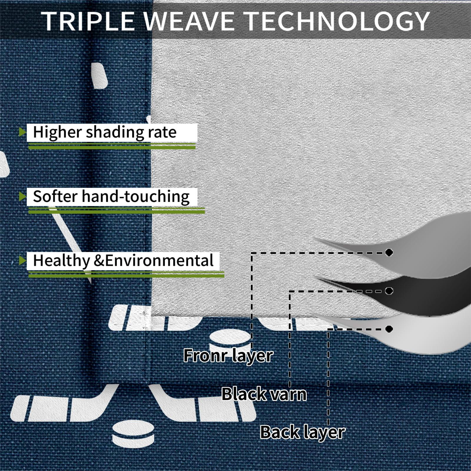 MLWC MLWC Ice Hockey Sports Decor Window Curtains, Cartoon Style Thermal Room Darkening Grommet Drapes, Polyester Soft Blackout Curtains for Bedroom Indoor Kitchen -72" W x 72" L