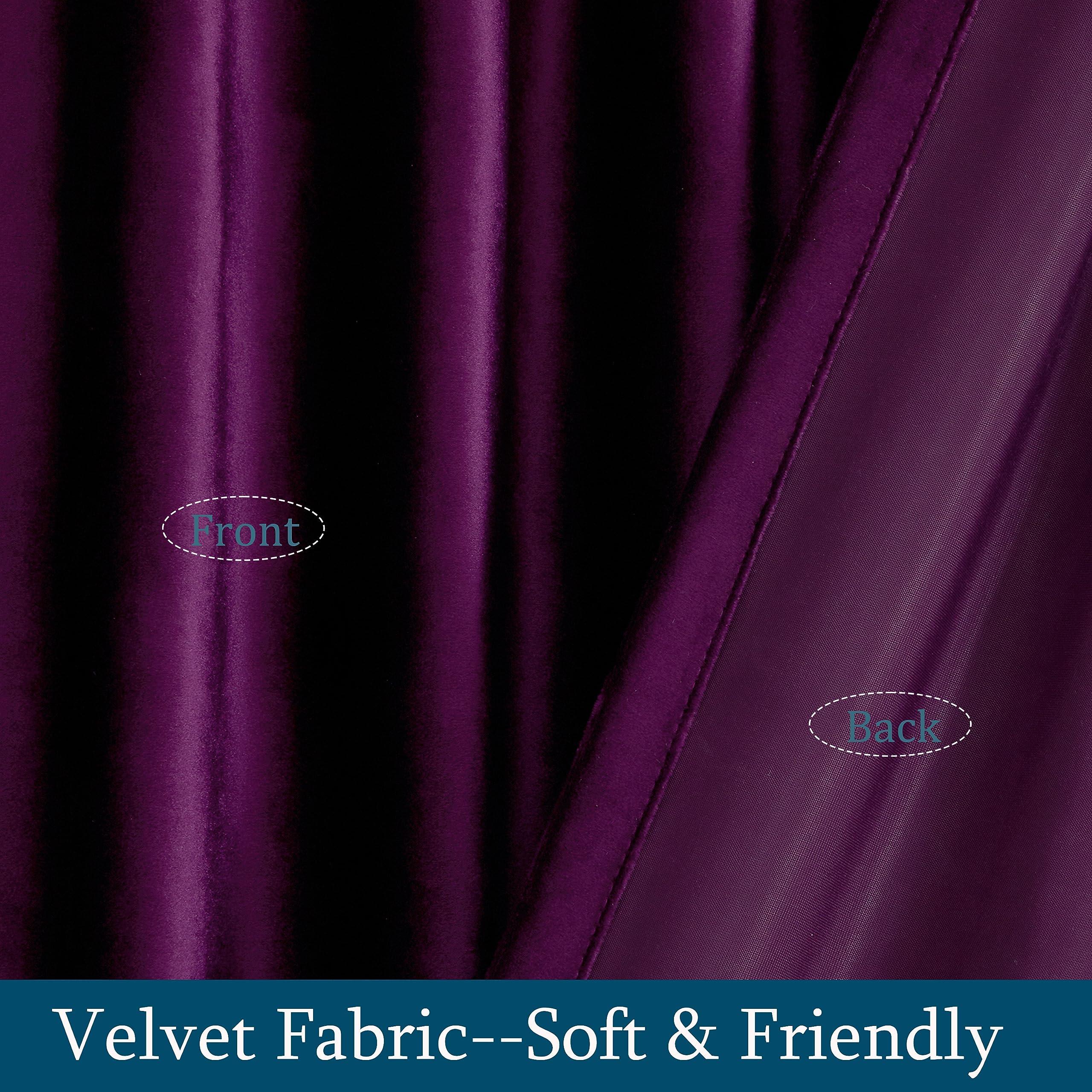 PRIMROSE PRIMROSE Purple Velvet Curtains 72 inch Long for Living Room,Set of 2 Panels Blackout Rod Pocket Back Tab Window Treatment Room Darkening Heavy Decorative Curtains Drapes for Bedroom