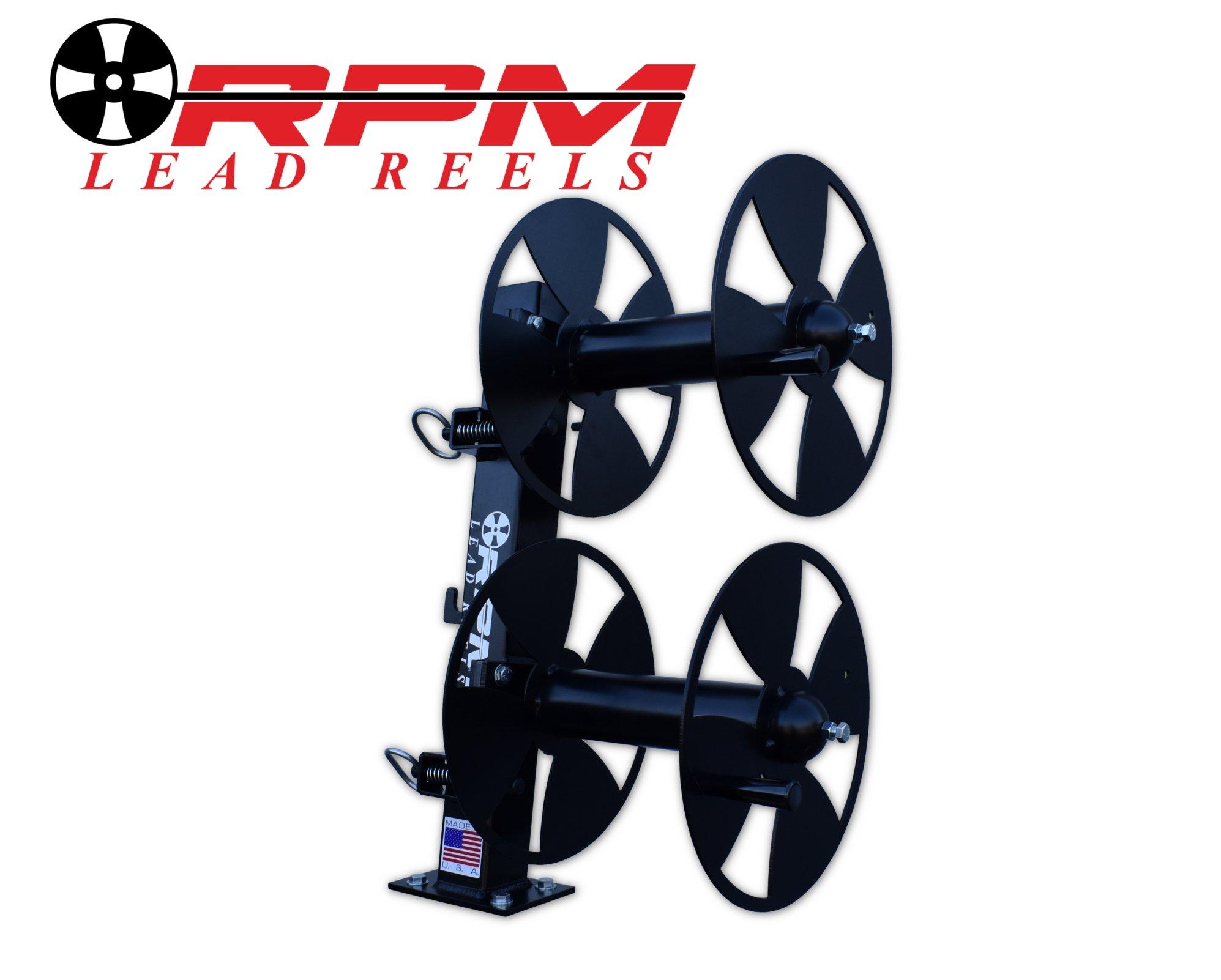 RPM LEAD REELS 12\'\' BLACK DOUBLE FIXED BASE WELDING CABLE LEAD REEL