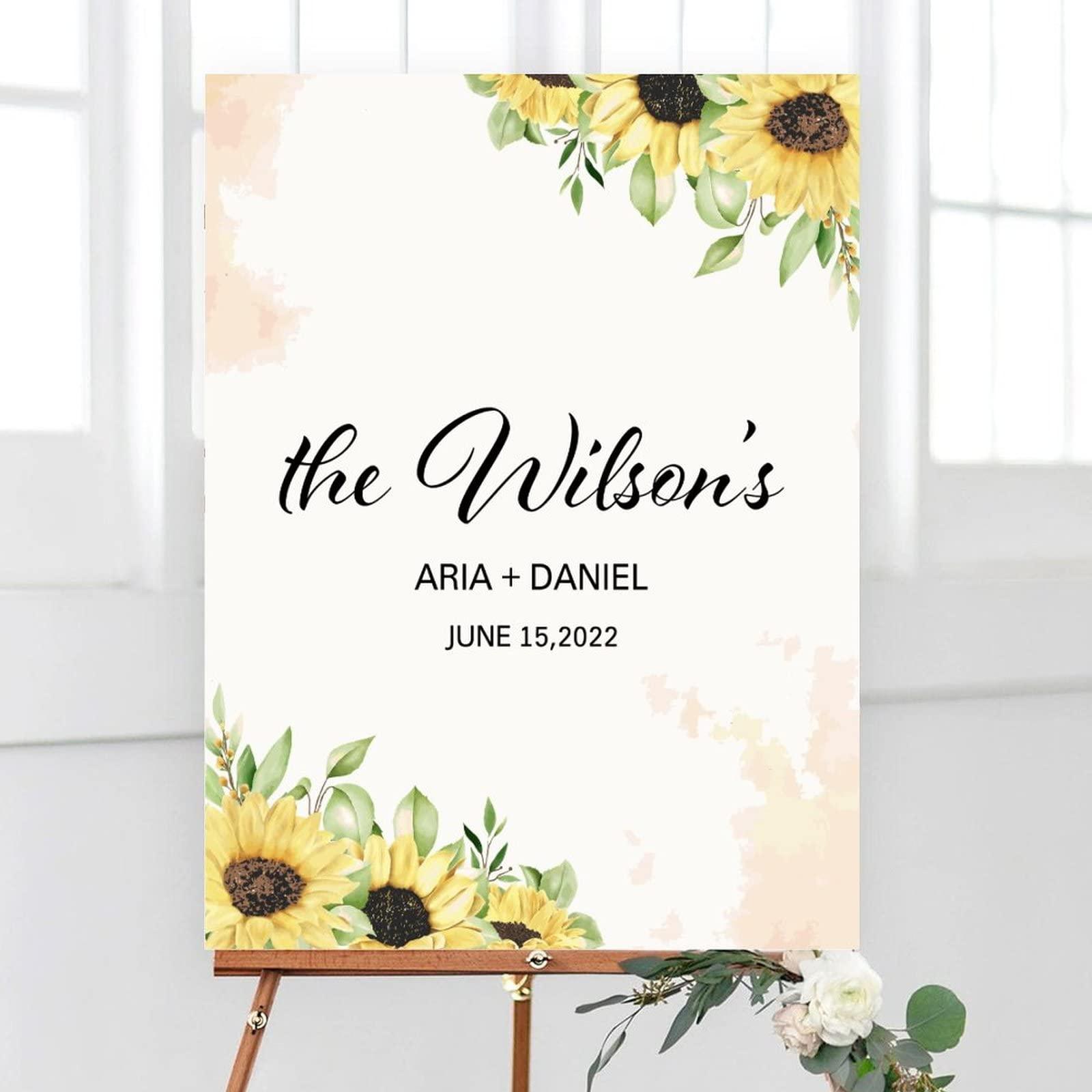 SILYHEART Welcome Wedding Sign, Personalized Welcome Wedding Sign, Welcome To Our Wedding, Wedding Reception Poster, Entrance Wedding Decor, Wood Wedding Sign, 20x30in