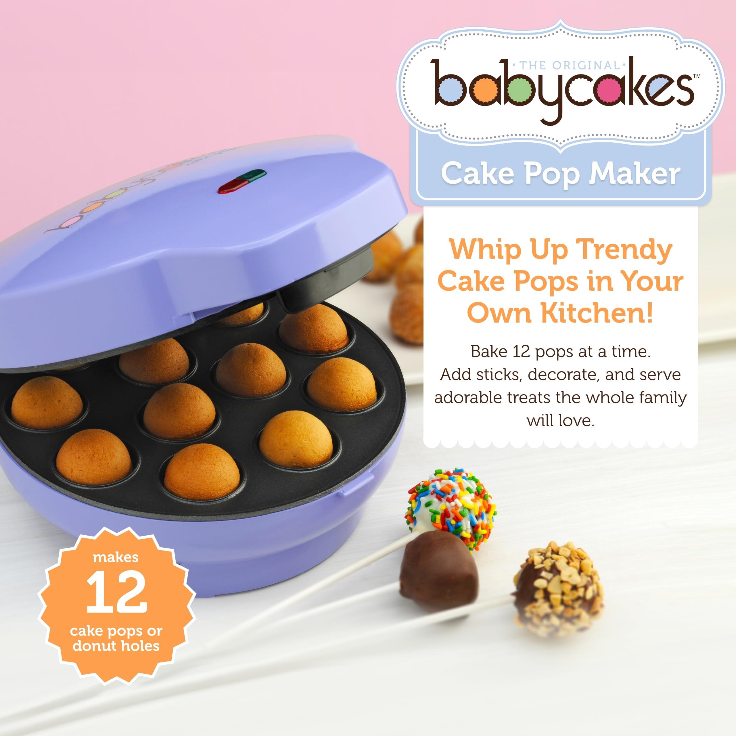 Babycakes Babycakes Cake Pop Maker by Select Brands - Cake Pops Kit for Birthdays & More - Includes Decorating Stand & 50 Cake Pop Sticks - Cake Pop Maker Features Non-Stick Coating - Makes 12 Cake Pops