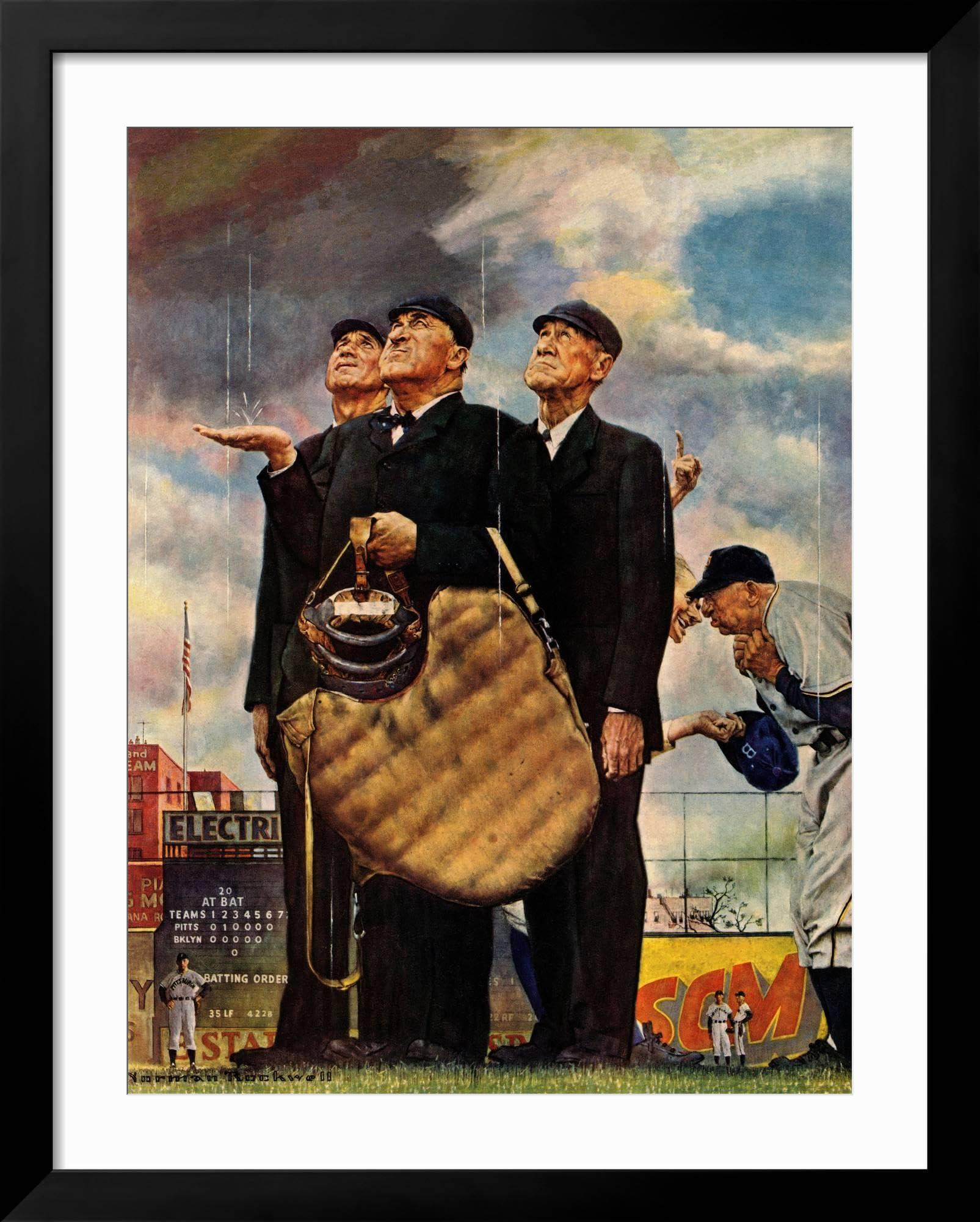 AllPosters AllPosters Wall Giclee Print Tough Call - Bottom of the Sixth (Three Umpires), April 23, 1949 on Black Frame by Norman Rockwell, 24x32